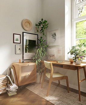 Cozy desk near window